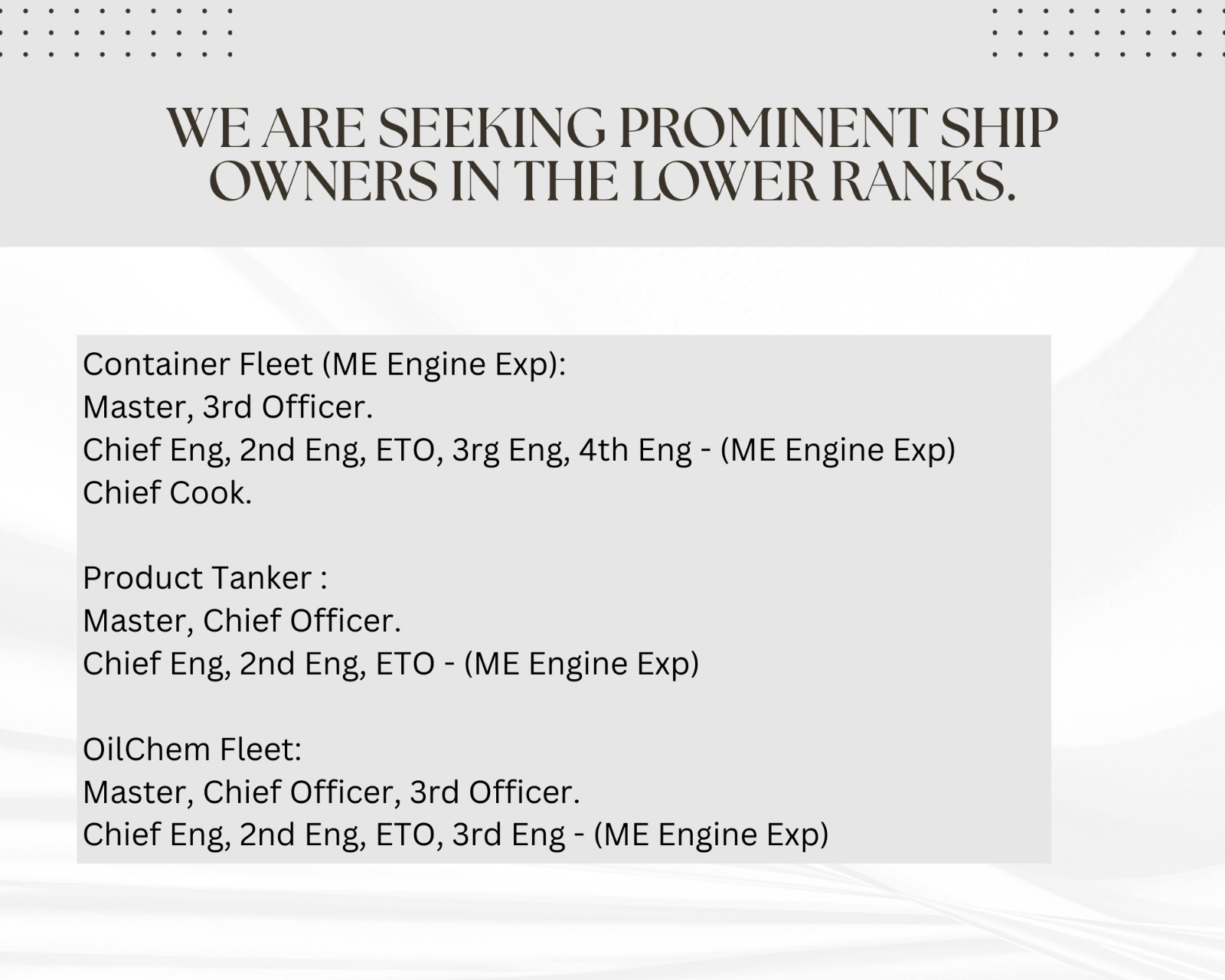 Ship Officers & Crew Job opportunity for global