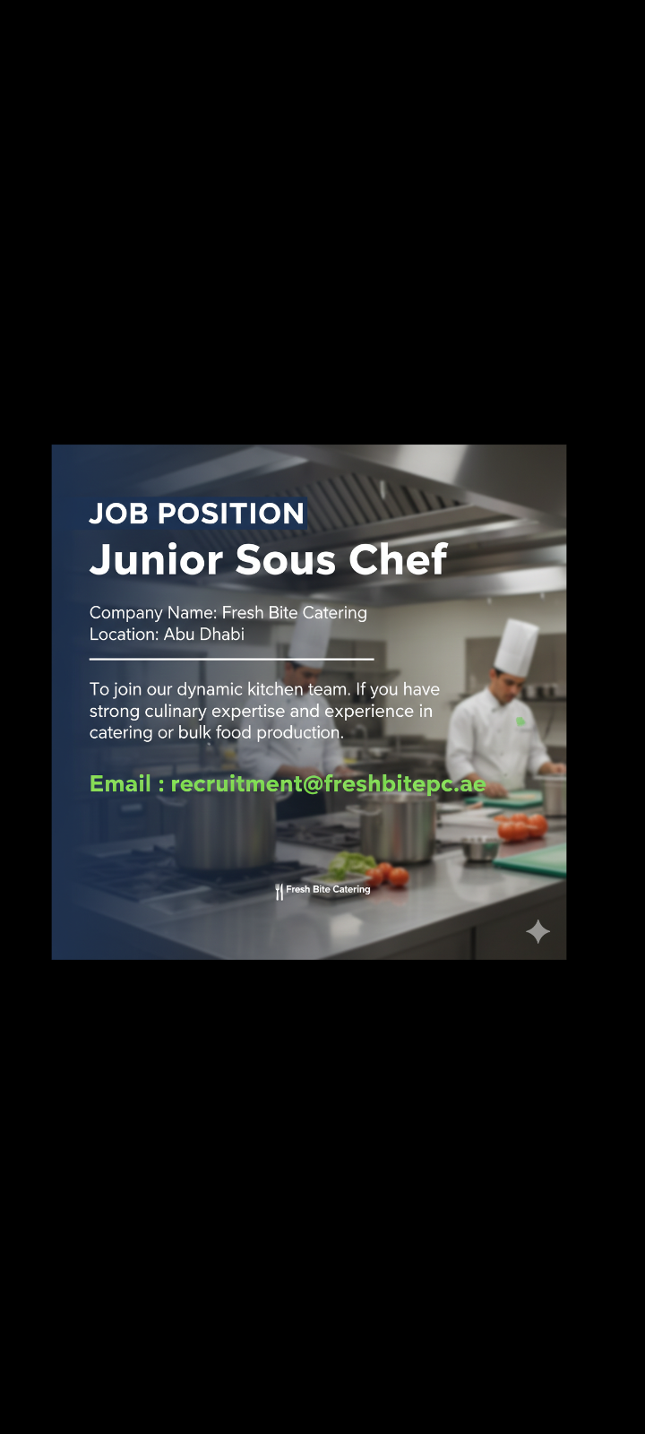 🍴 Job Opportunity – Junior Sous Chef Abu Dhabi