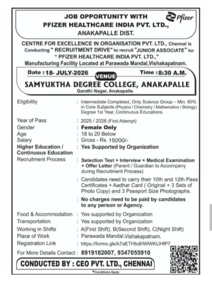 Junior Associate required in Visakhapatnam