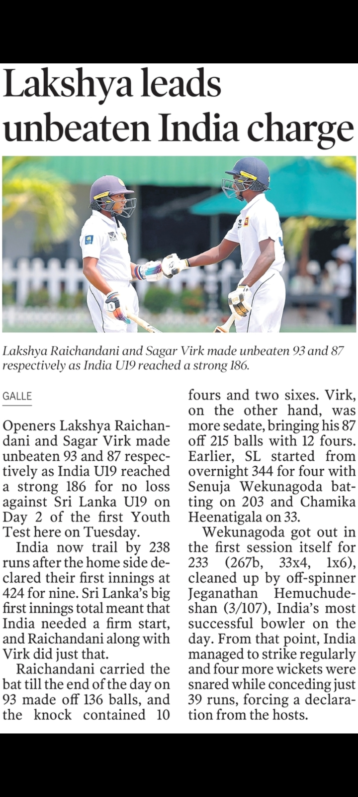 Lakshya Leads Unbeaten India Charge 🏏