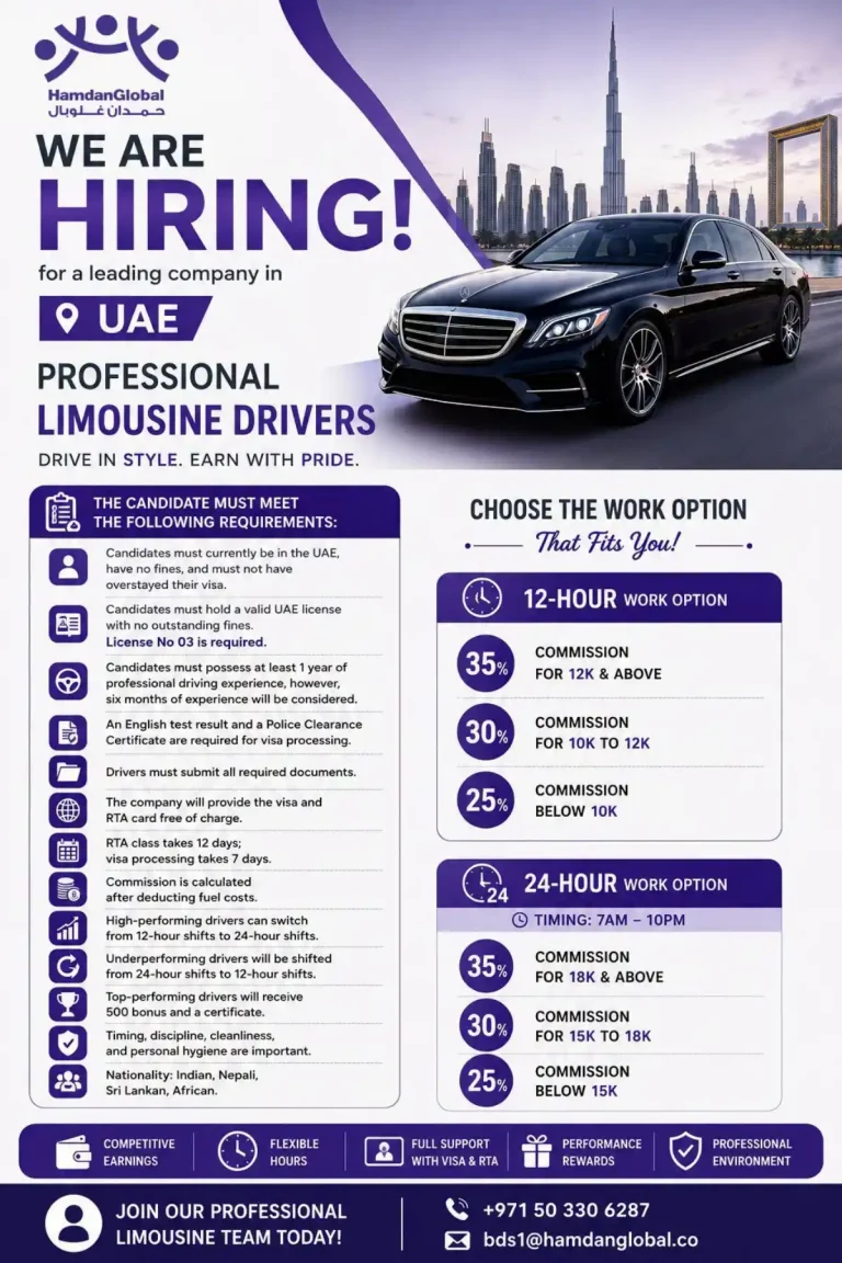 Limousine Drivers Required in UAE 🚘🇦🇪