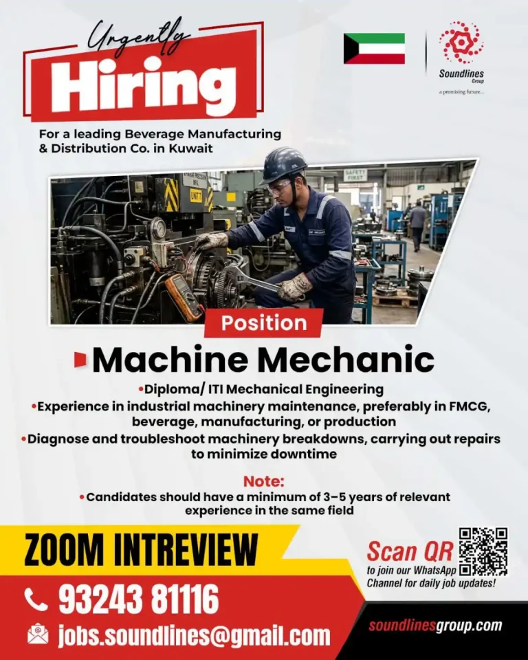 Machine Mechanic required in Kuwait 🇰🇼