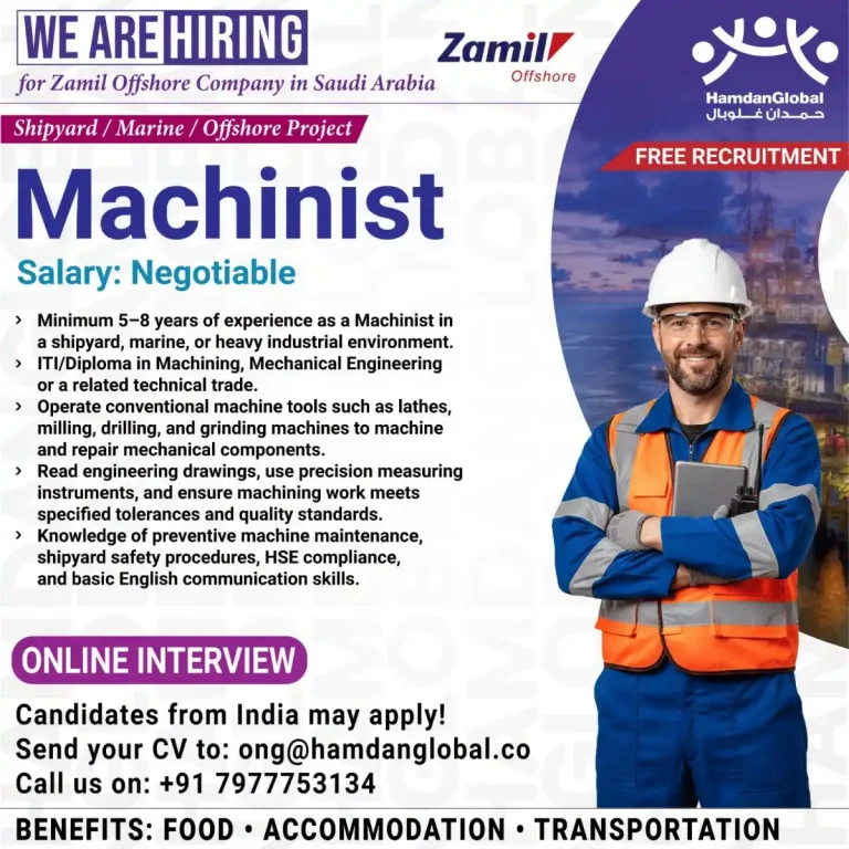 Machinist Required for Saudi Arabia 🇸🇦⚙️