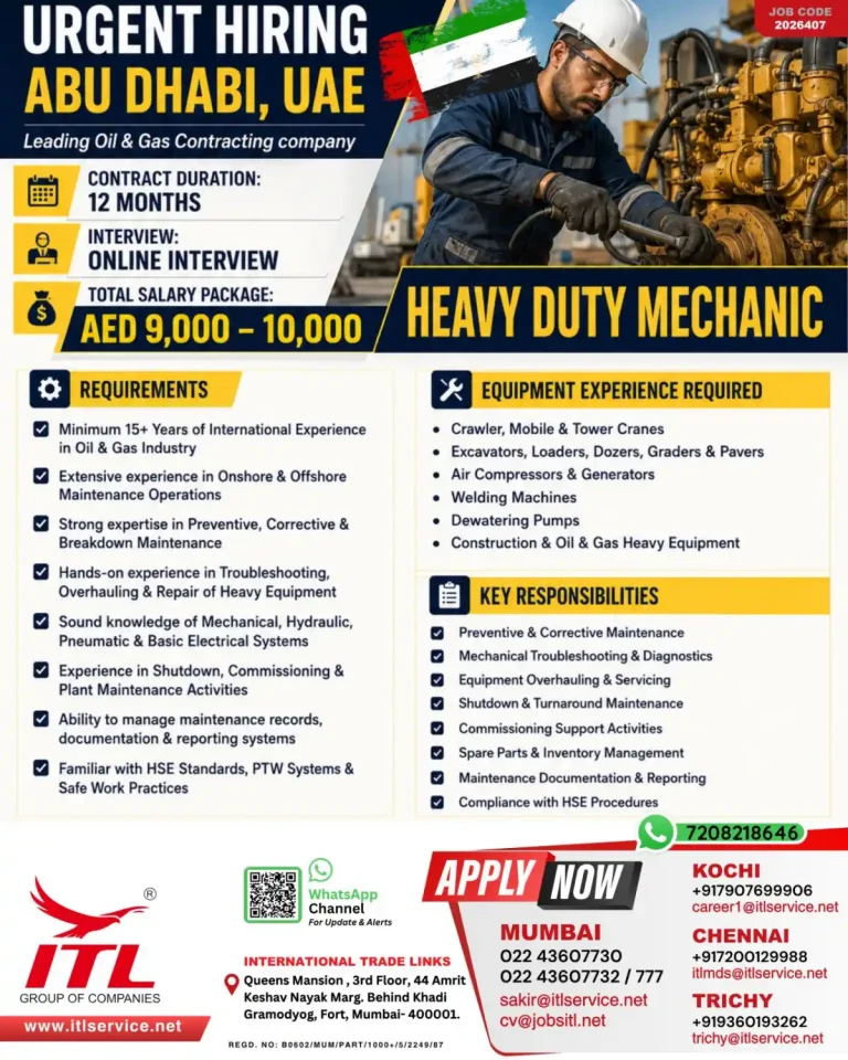 Mechanic required in Abu Dhabi