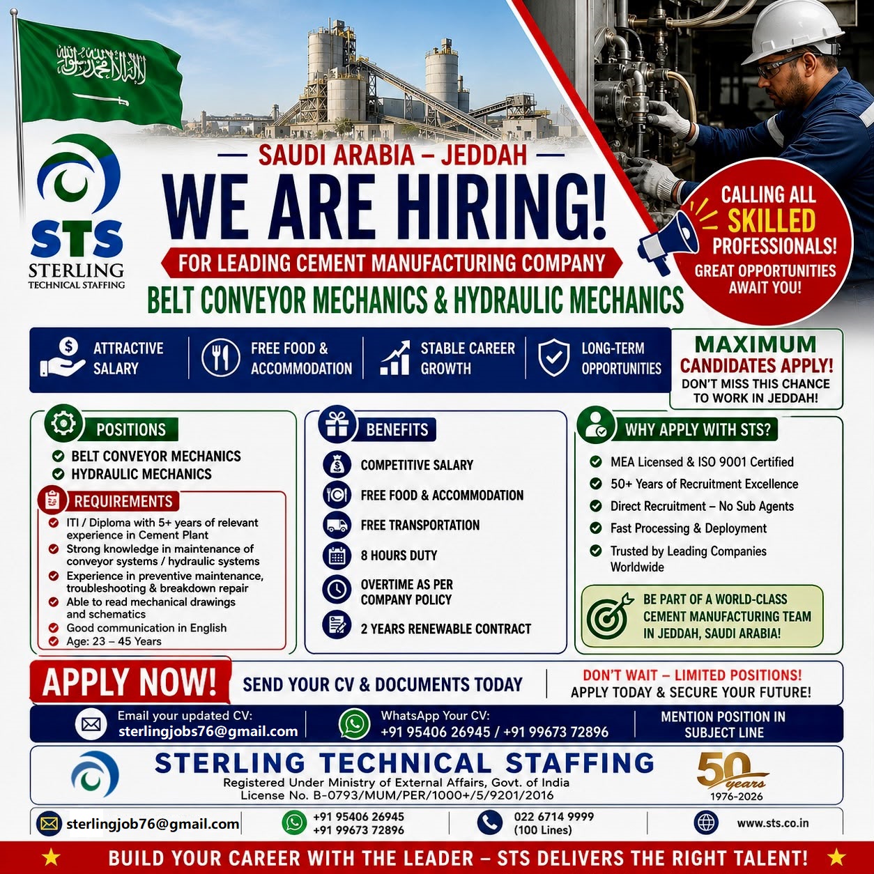 Mechanical Staff Required in Saudi Arabia