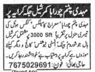 Mehdipatnam Commercial Hall Lease