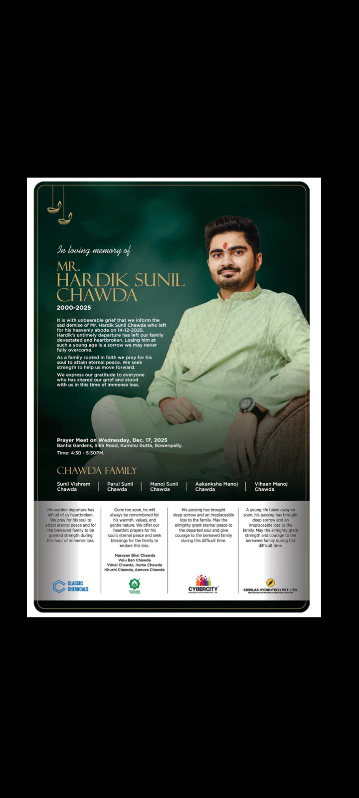 Memory of Mr. Hardik Sunil Chawda