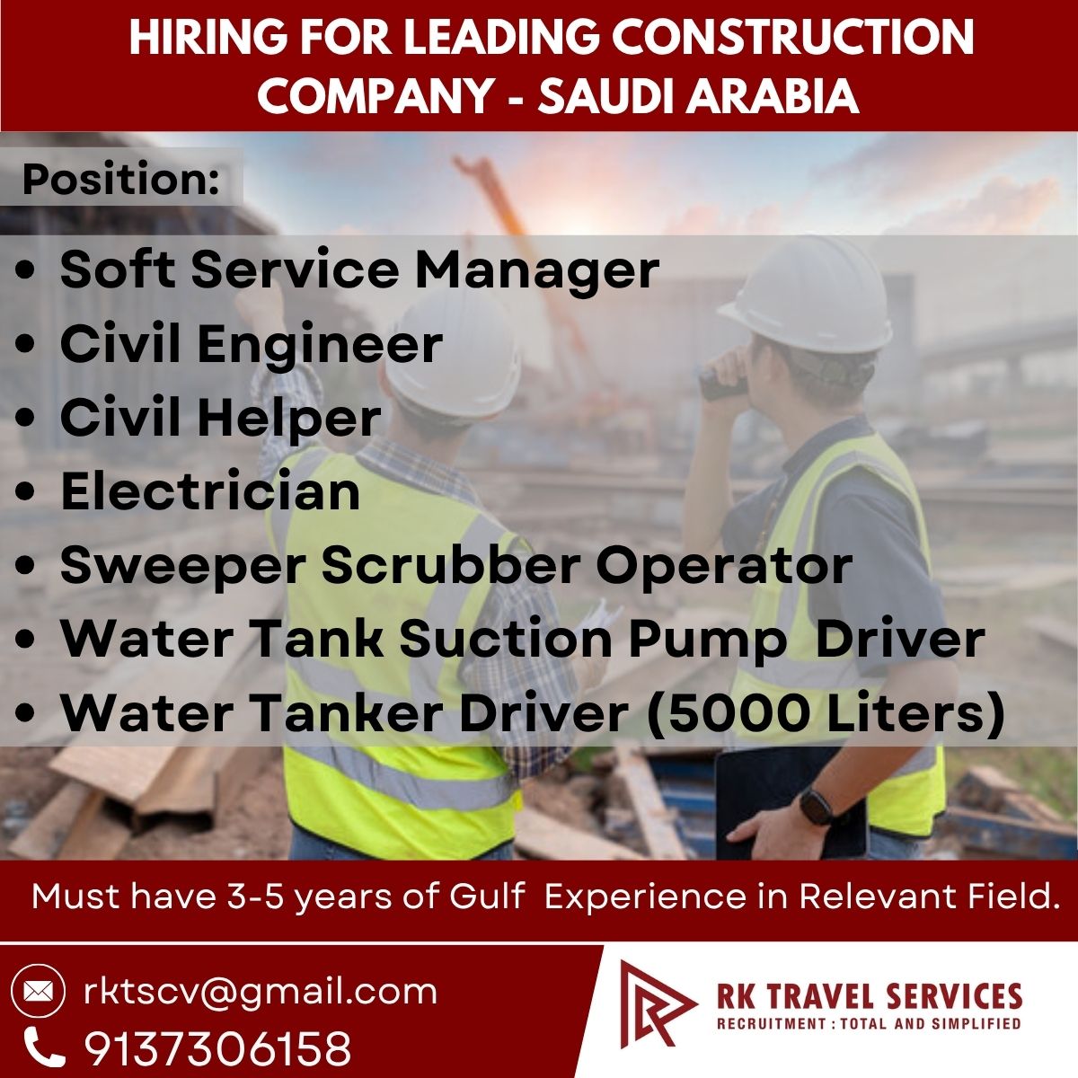 Multiple Construction Jobs in Saudi Arabia 🇸🇦