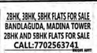 Multiple Flat Sizes Available for sale inBandlaguda