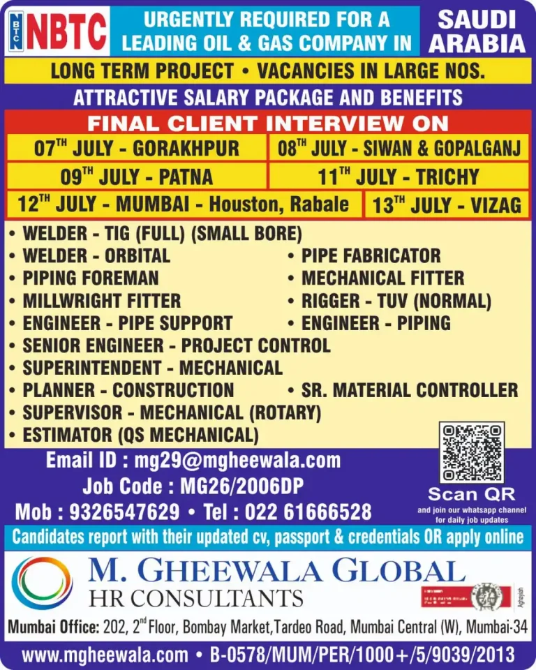 Multiple job openings in Saudi Arabia