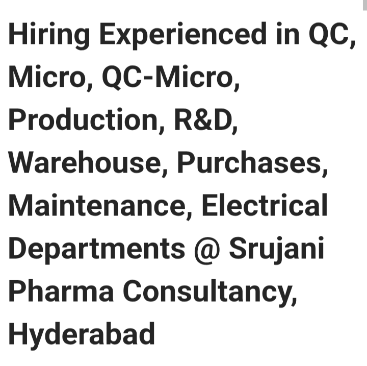 Multiple Pharma Job Openings in Hyderabad