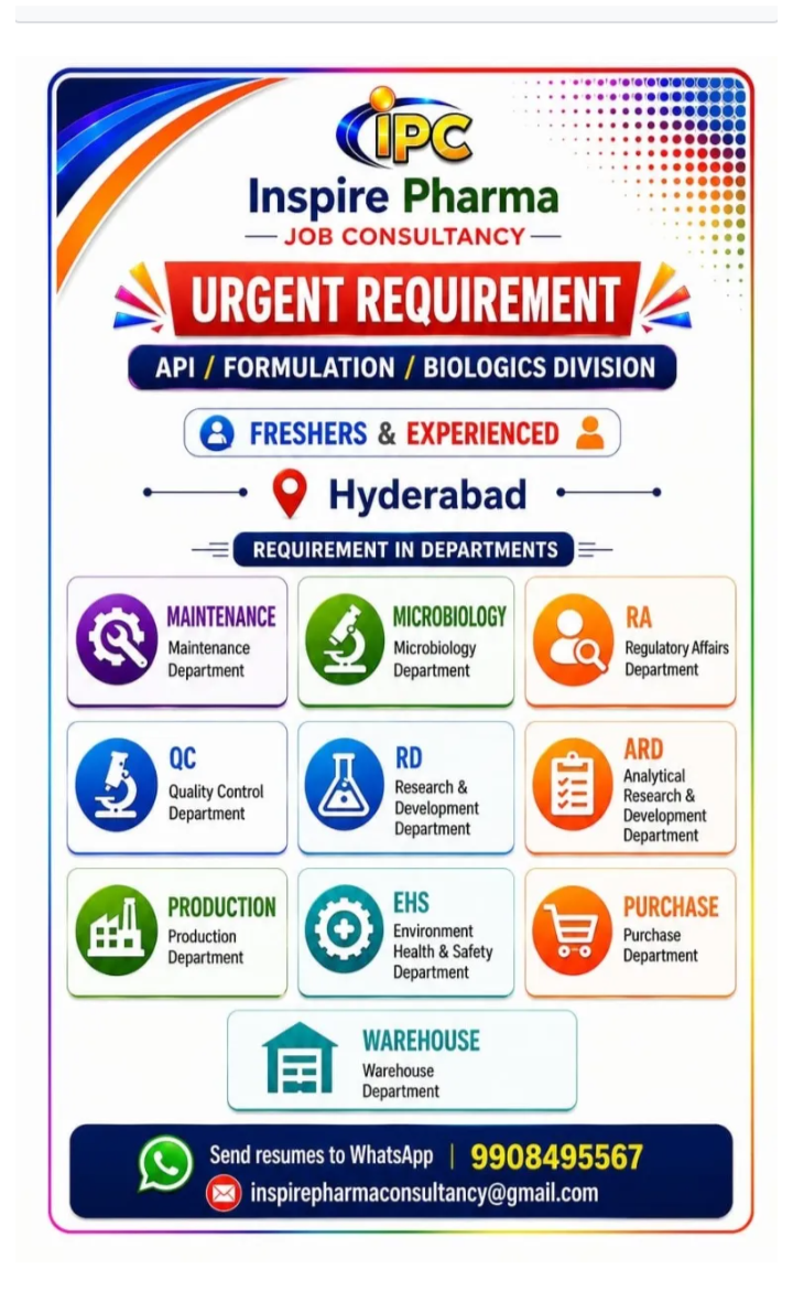 Multiple Pharma Job Openings