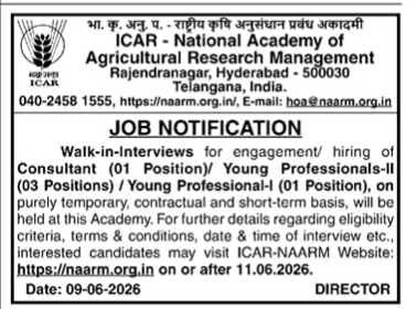 multiple vacancies in ICAR-NAARM