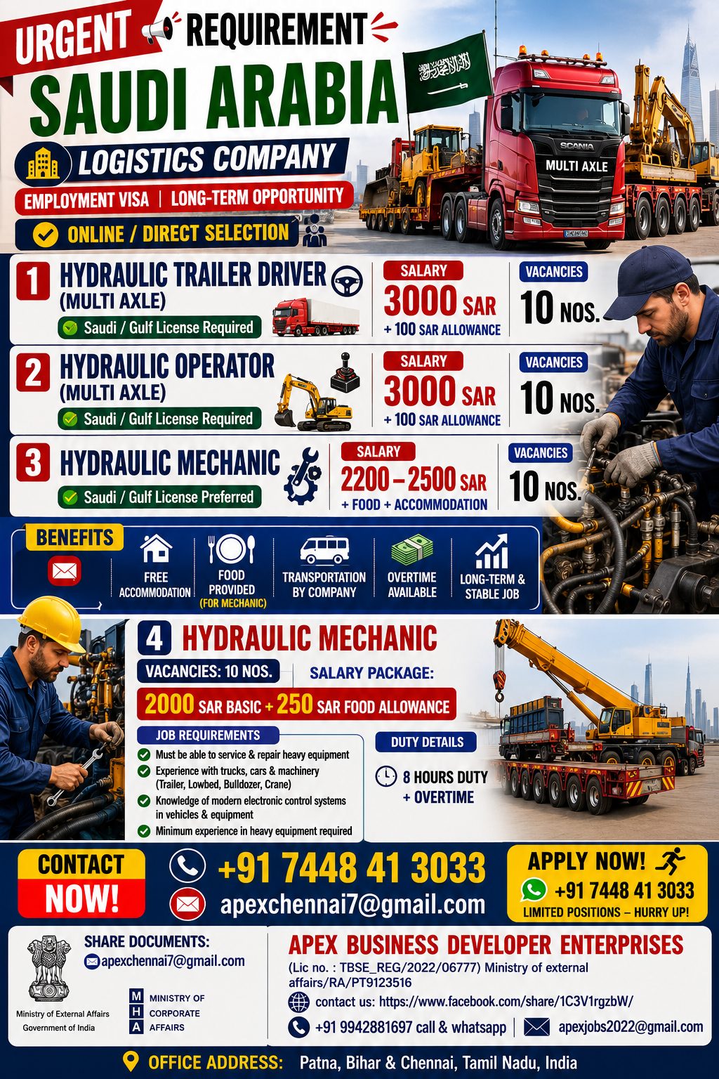 Hydraulic Trailer Driver  required in KSA