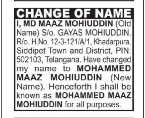 Name Change Notice