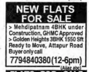 New Flats for Sale in Mehdipatnam