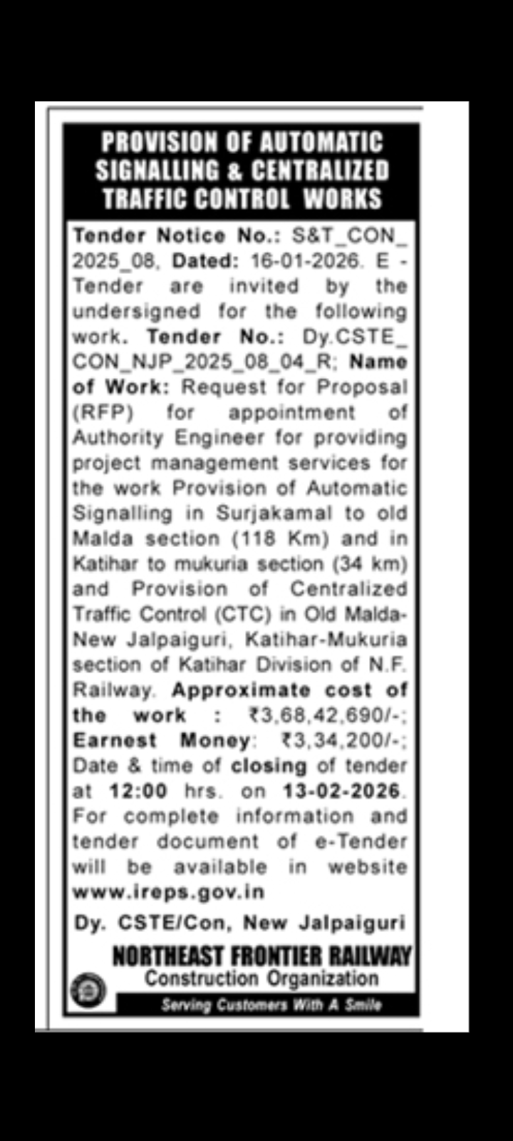 New Signaling Tender 🇮🇳🛤️