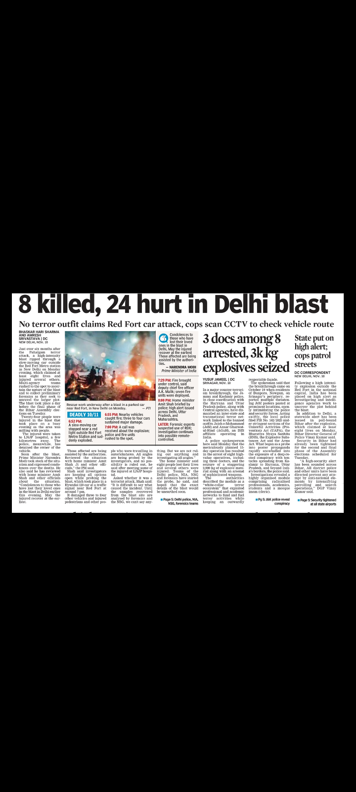 News Report: 8 Killed, 24 Injured in Delhi Blast