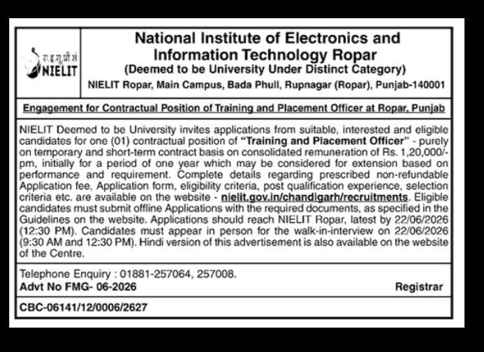 NIELIT Ropar Recruitment