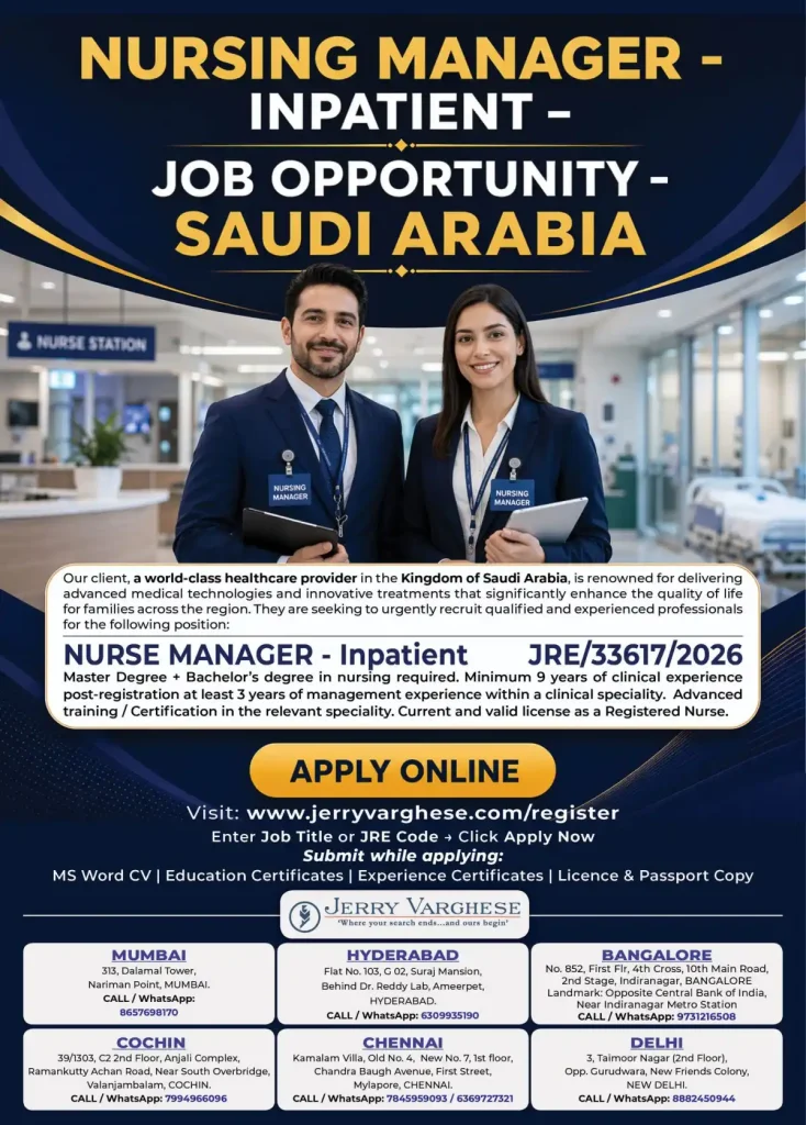 Nurse Manager required in KSA