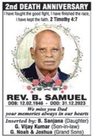 Obituary - Rev. B. Samuel