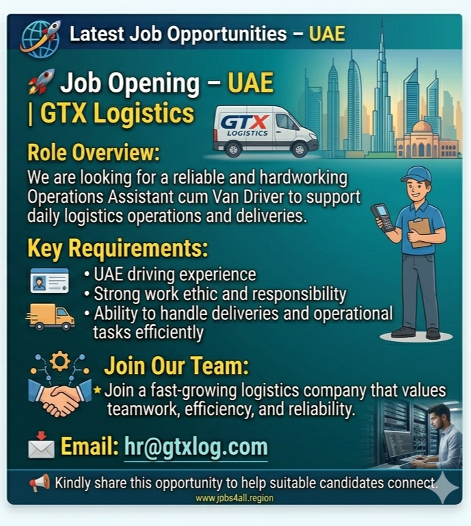 Operations Assistant required in Dubai