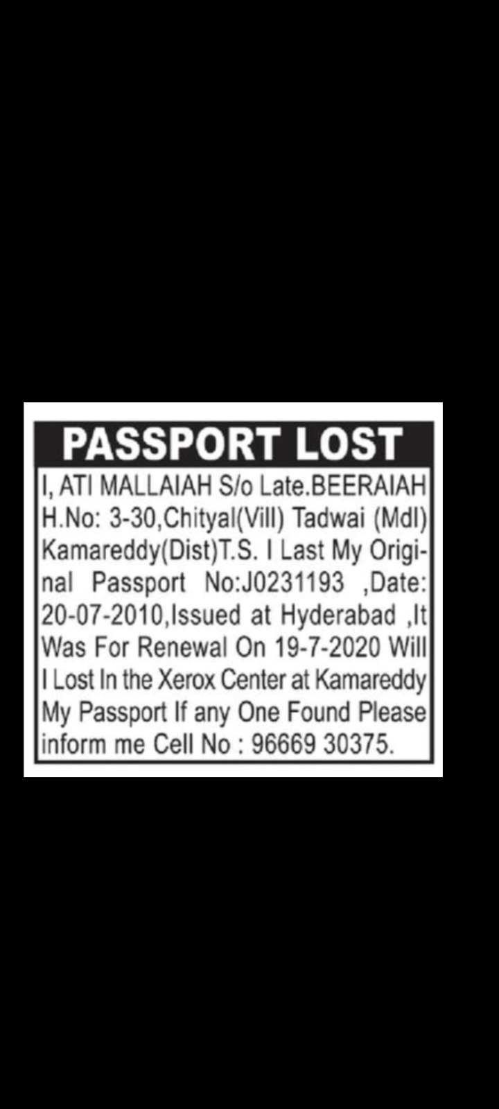 Passport Lost