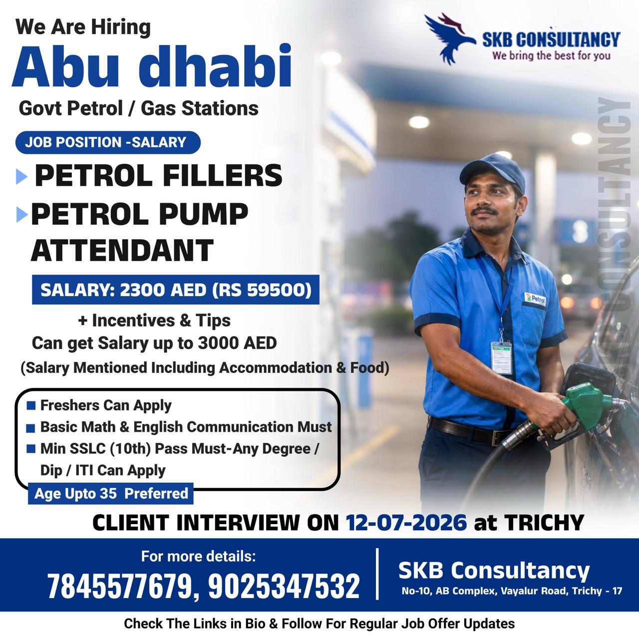 Petrol pump Helpers required in Abu Dhabi