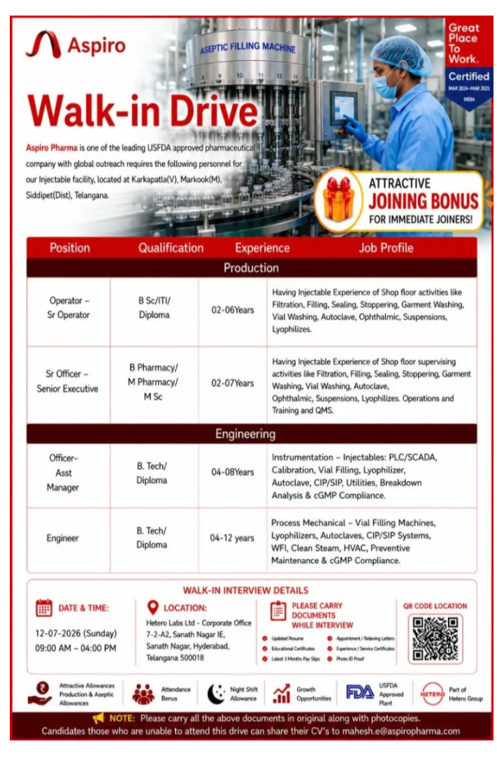 pharma job opportunity