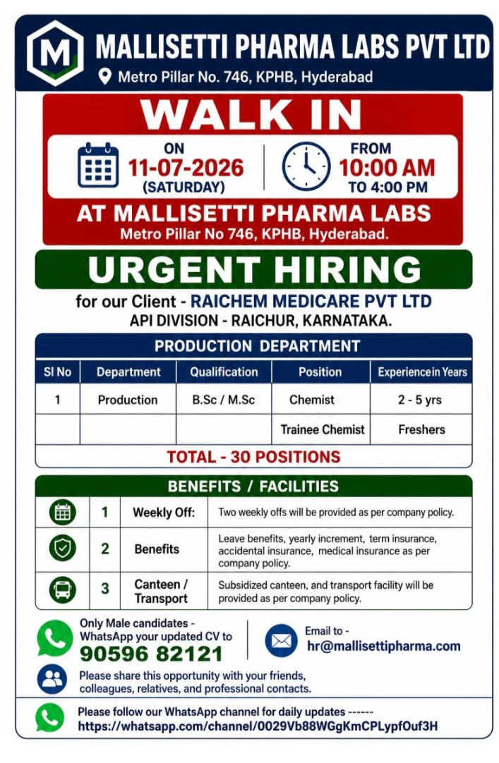 pharma job opportunity