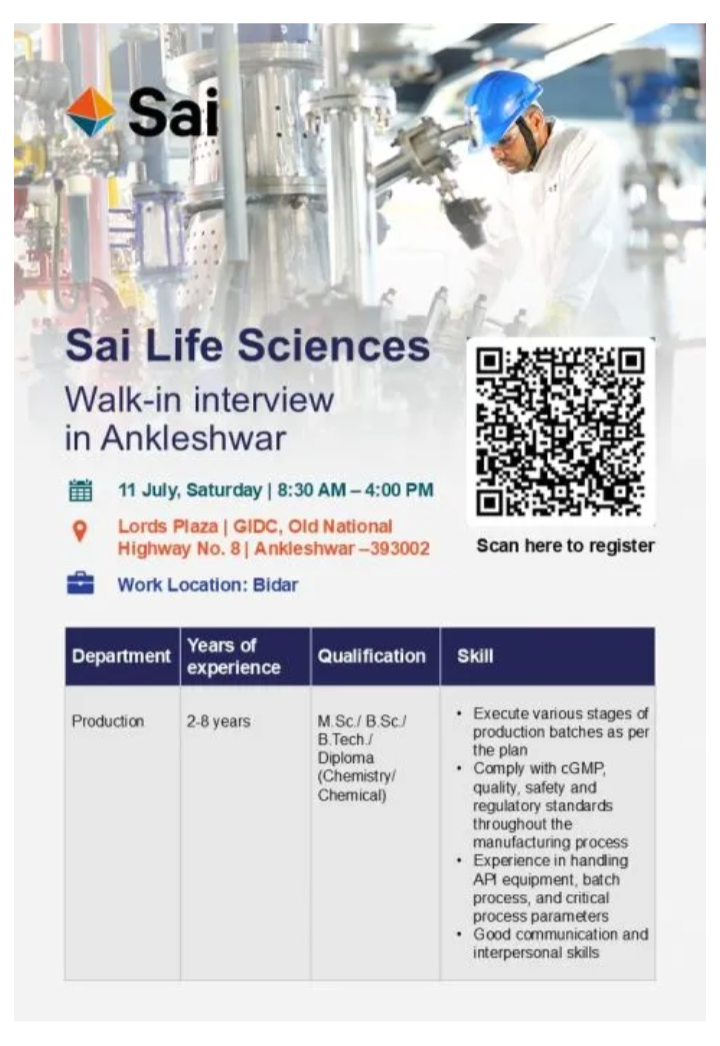 pharma job opportunity