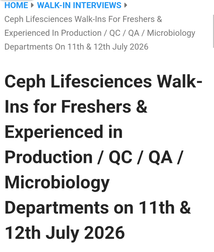 pharma job vacancies