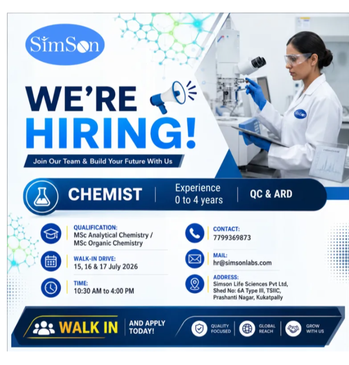 pharma jobs vacancies at QC AND AR&D Departments