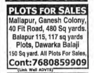 Plots for Sale – Multiple Locations