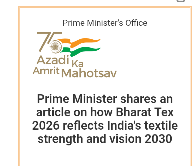 PM Shares Article on Bharat Tex 2026