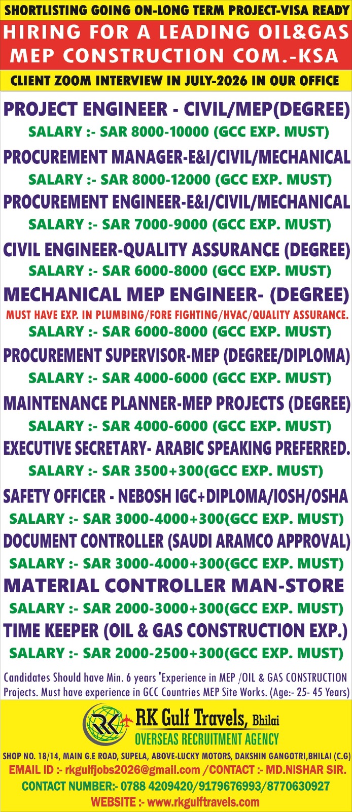 Procurement Engineer Required in Saudi Arabia