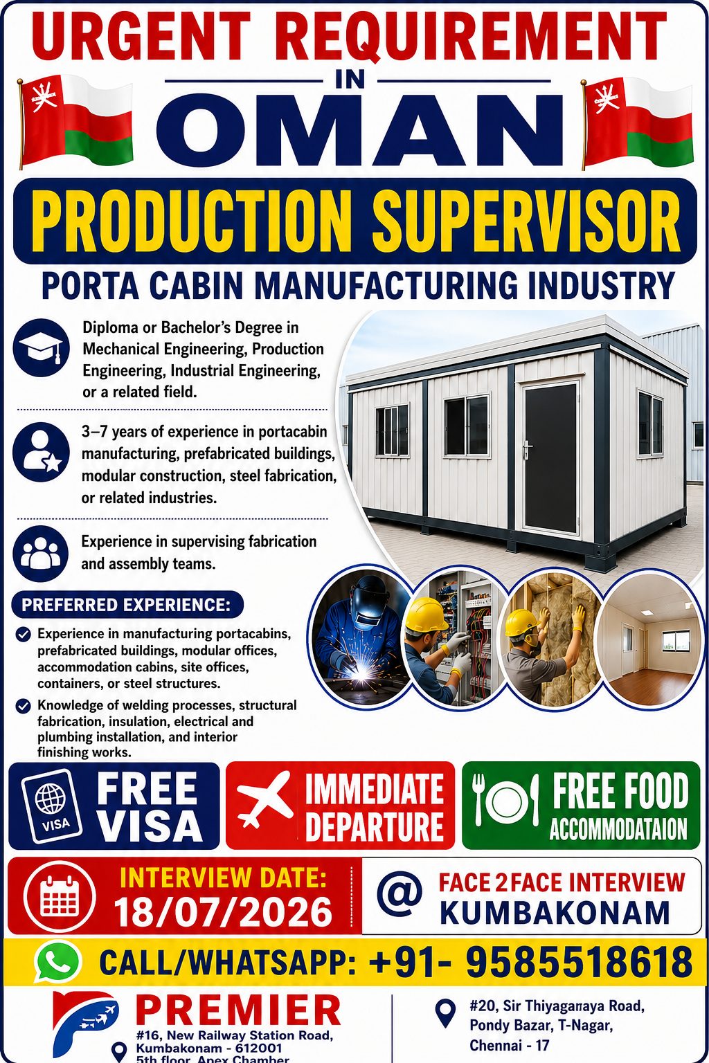 Production Supervisors Required in Oman