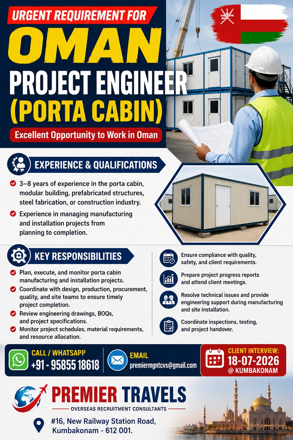 Project Engineer Required in Oman