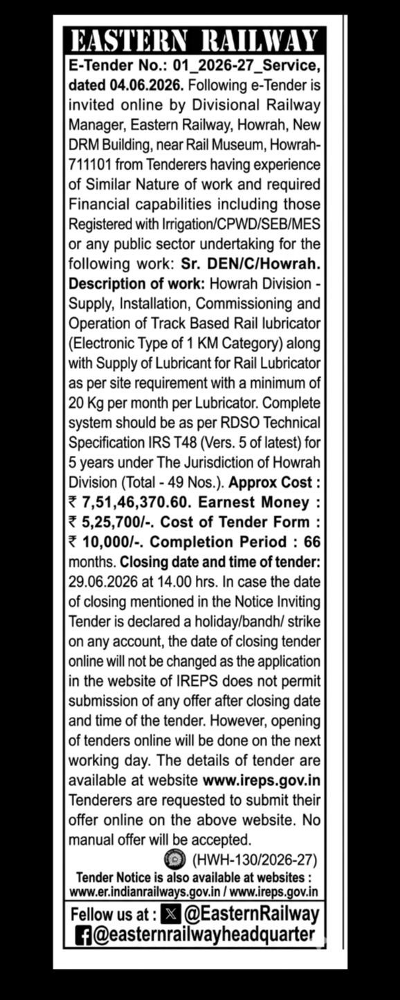 Railway Tender notice