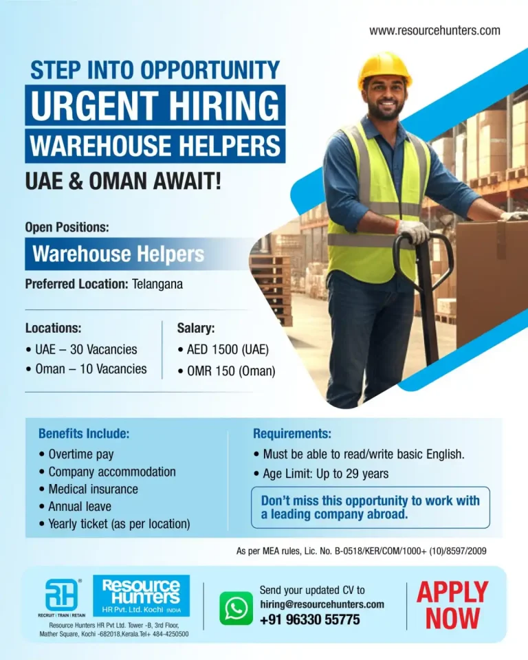 Resource Hunters HR – Warehouse Helpers (UAE & Oman)