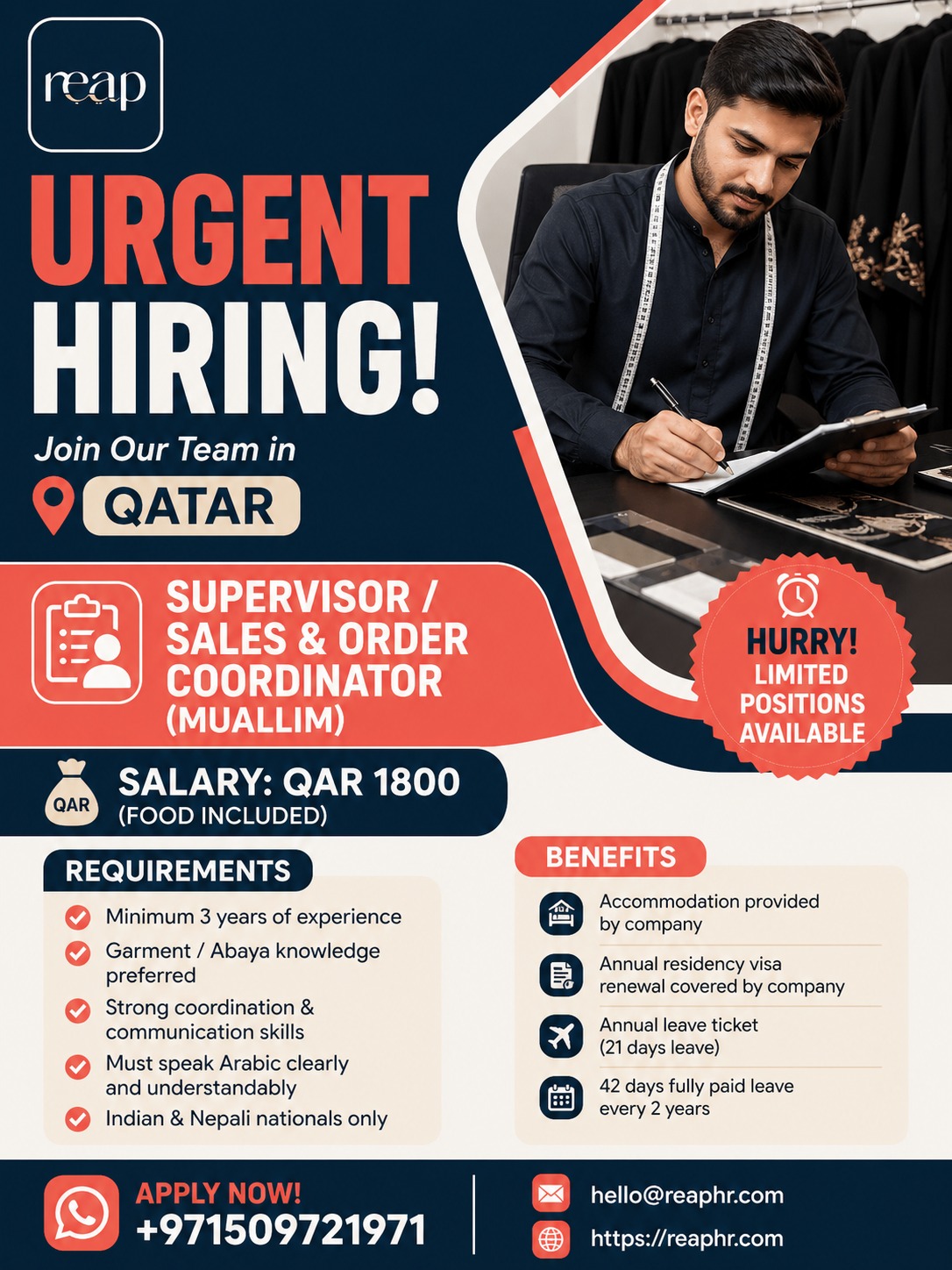 Sales & Order Coordinator  required in Qatar