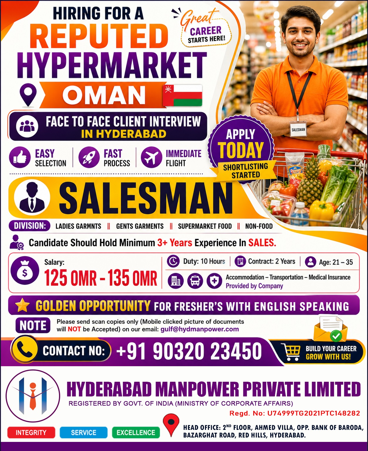 salesman required in Oman