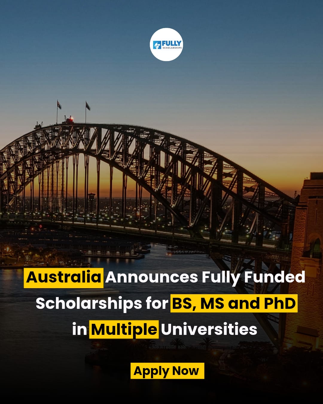 Scholarship for any degree in Australia