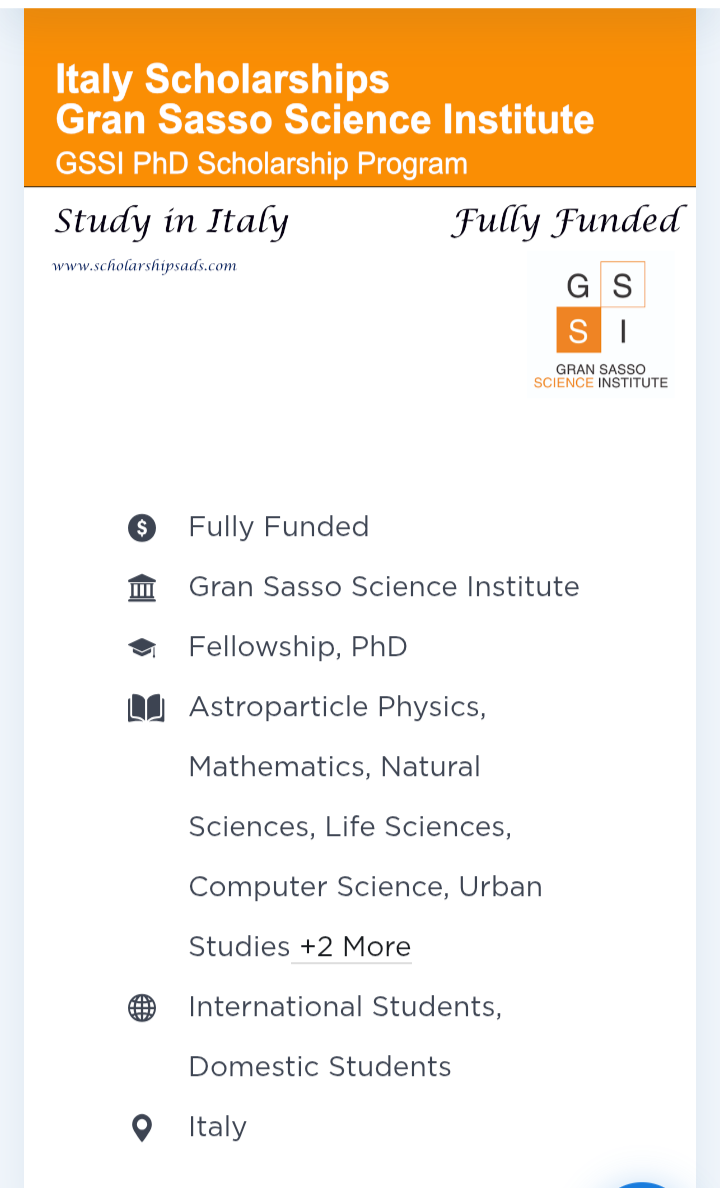 scholarship for science and technology in Italy