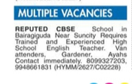 School Staff Openings