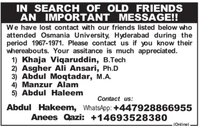 Searching for Old Friends