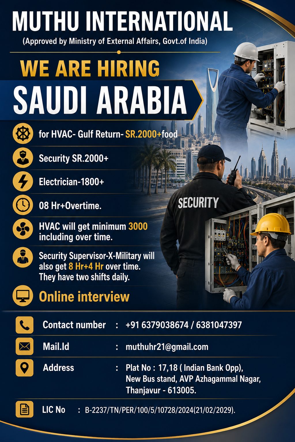 Security Incharge Required in Saudi Arabia 🇸🇦