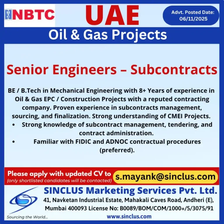 Senior Engineer – Subcontracts