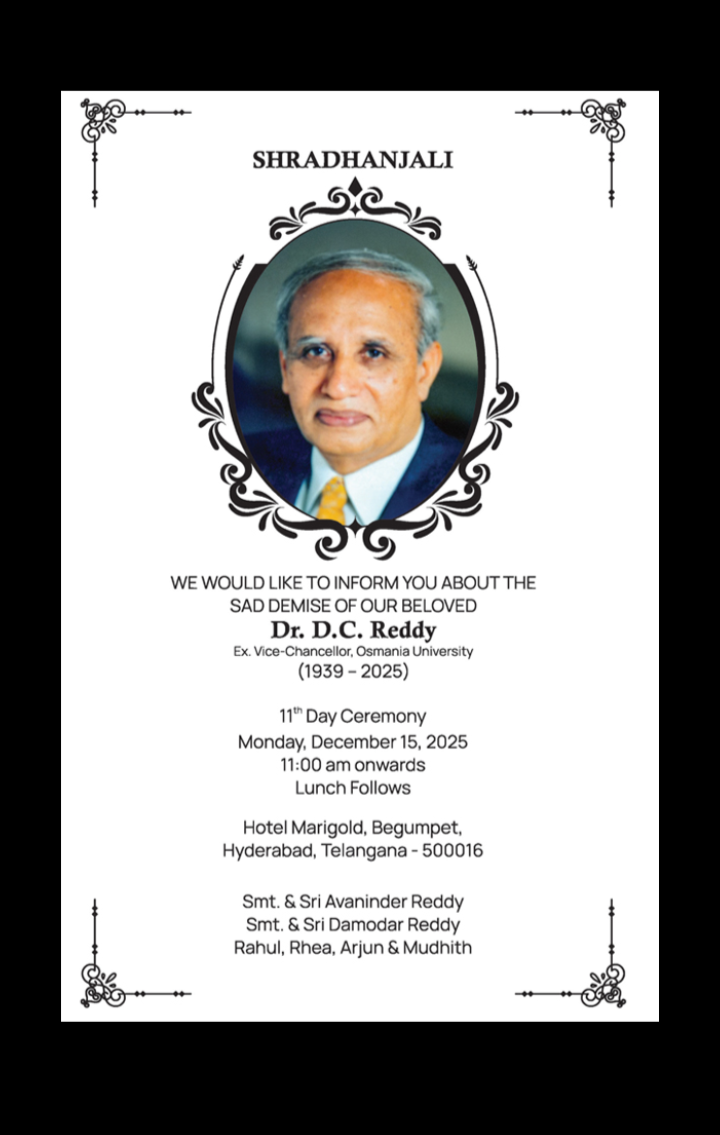 🕊️ Shradhanjali to Dr. D.C. Reddy — A Legacy That Lives On
