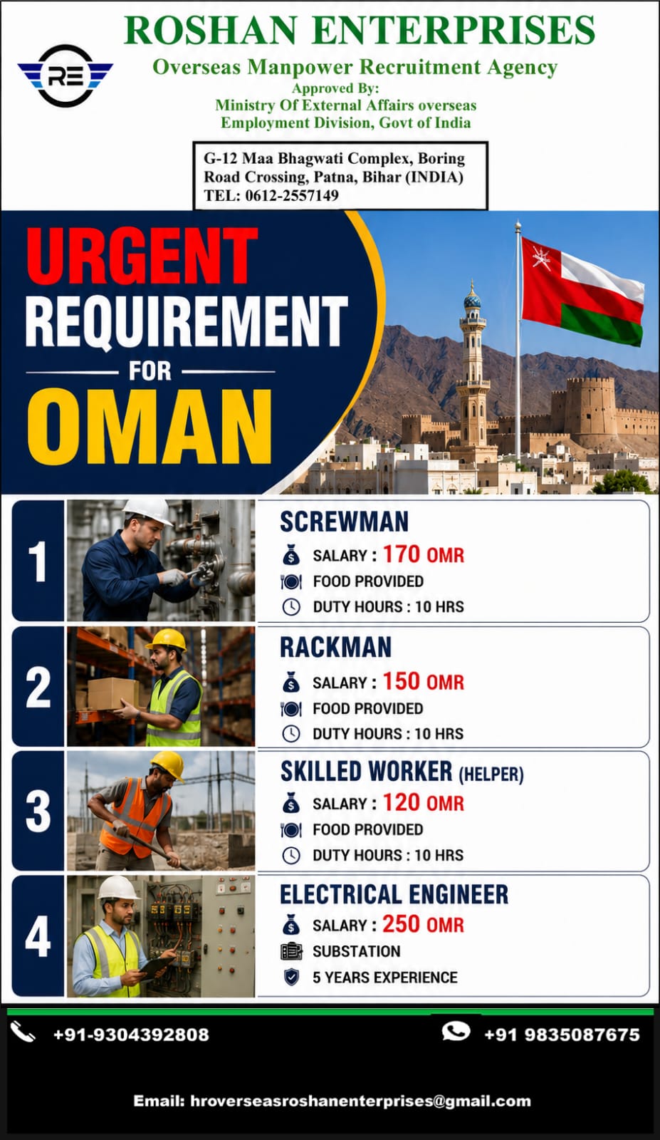 Skilled Workers Required in Oman